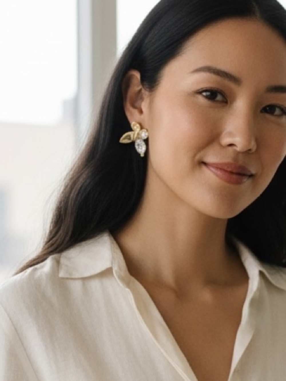 Kate Spade New York Crystal Butterfly Wing Stud Earrings – Gold Tone